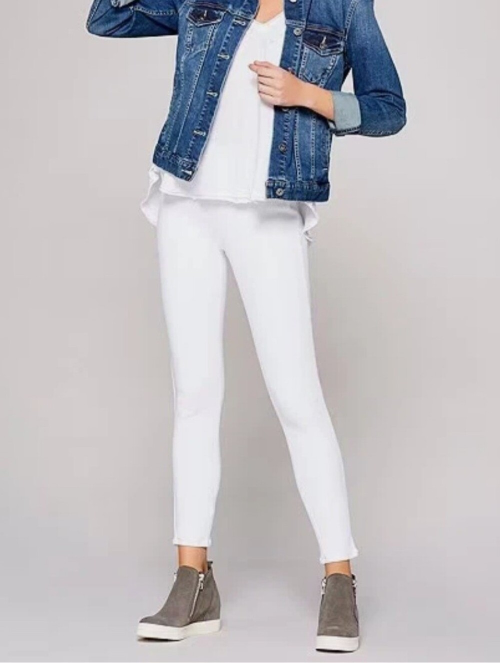 Spanx White Jean-Ish Ankle Leggings with Core Shapping